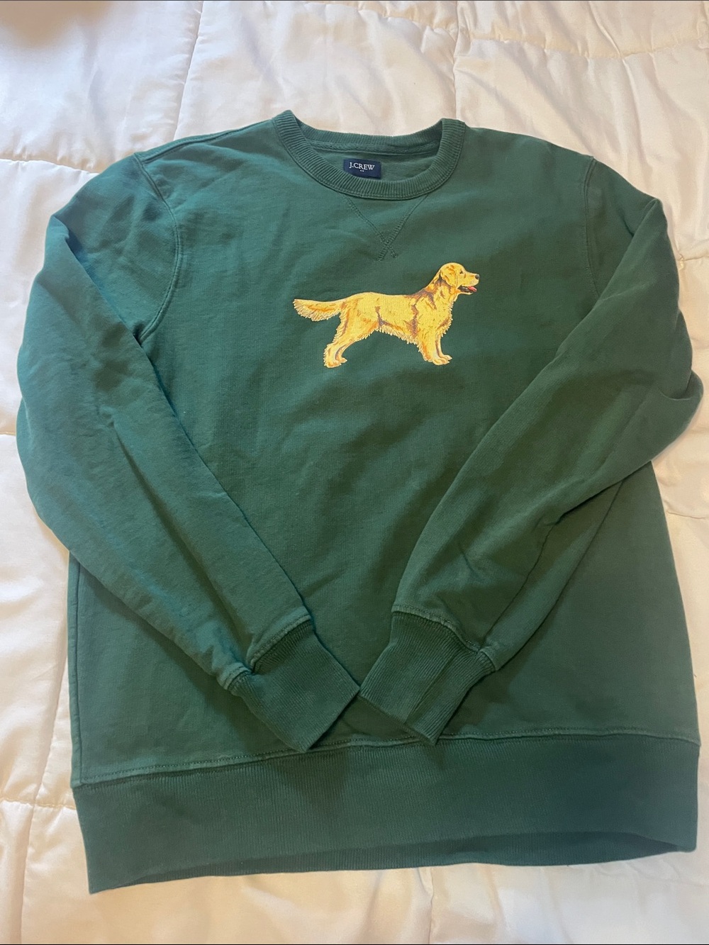 J. Crew Green Crewneck Sweatshirt with Yellow Dog small and nice